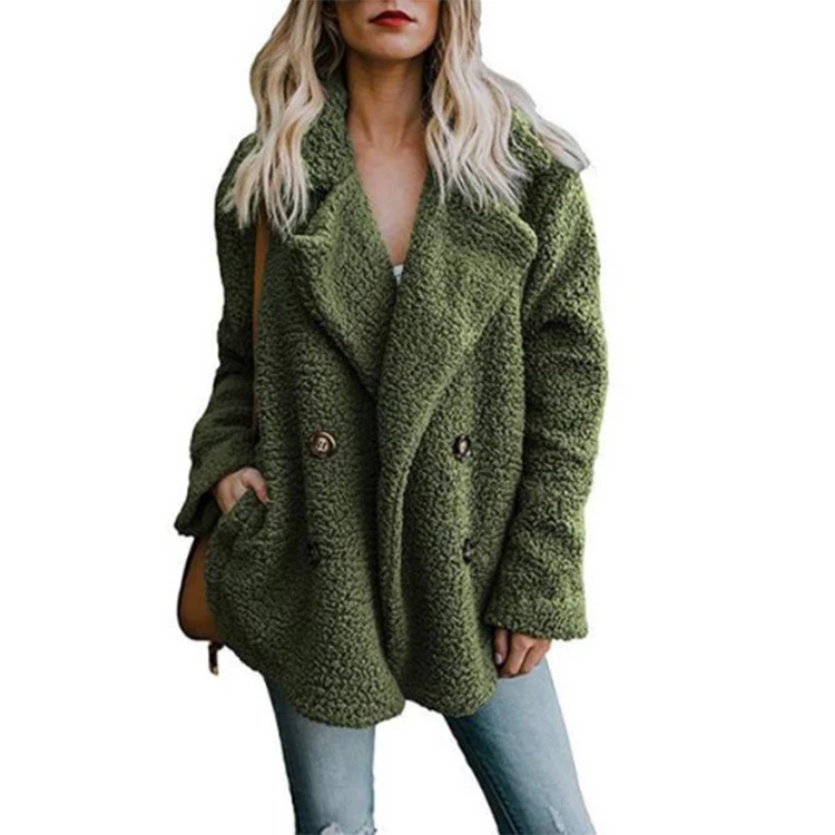 

Wholesale Fashion Fuzzy Fleece Open Front Cardigan Women Jacket Coat, As pic