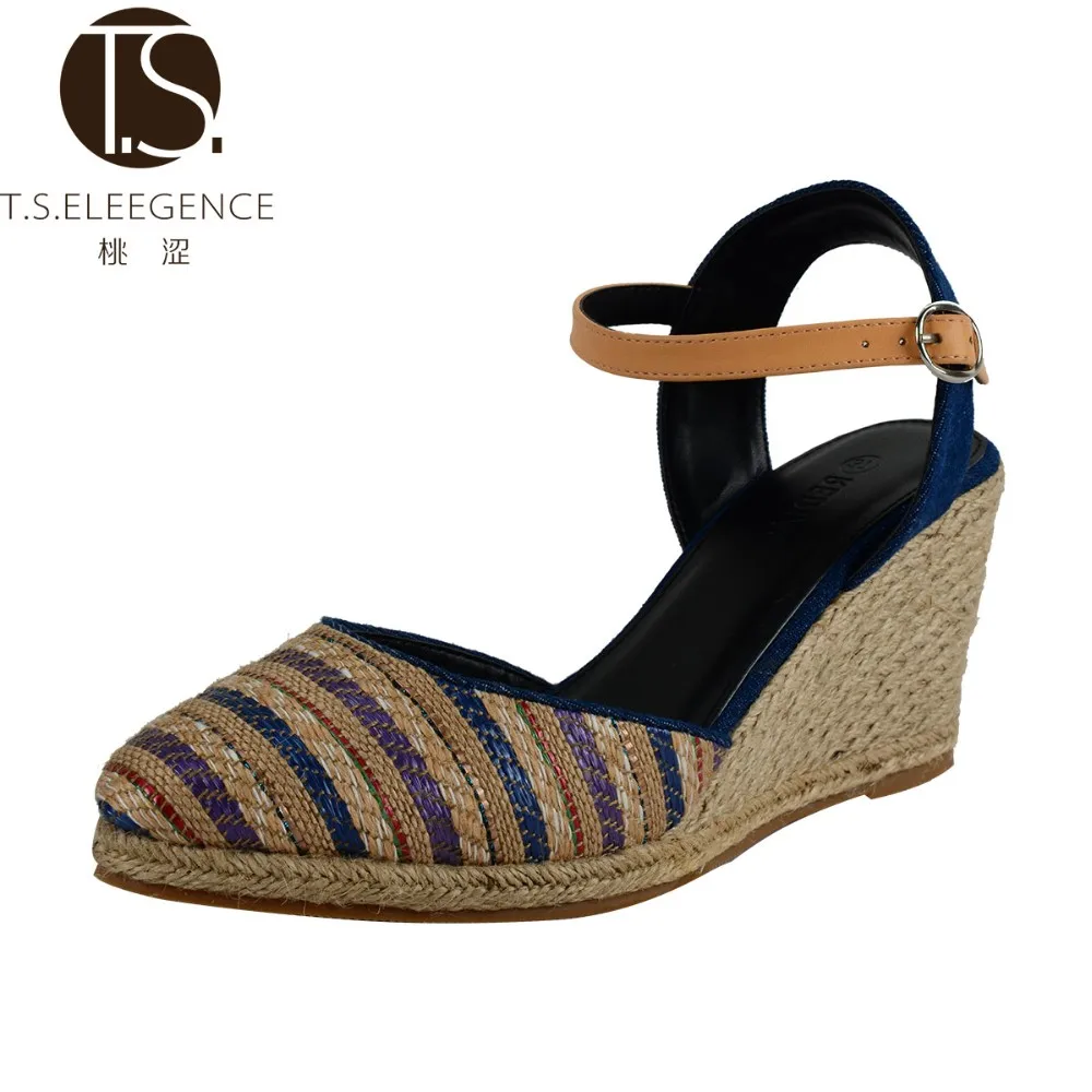 round toe espadrille wedge