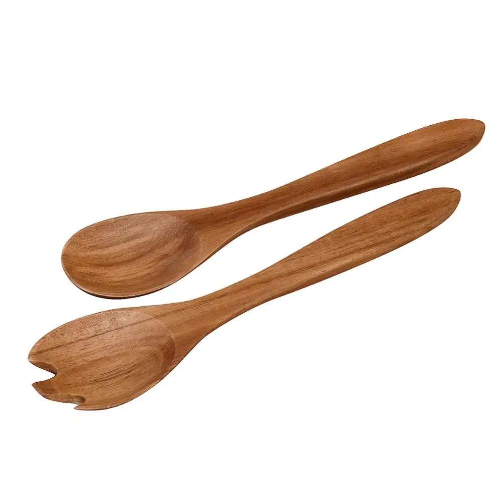 Large Acacia Wood Salad Servers Spoons,Set Of 2,12inch X 2.6inch X 0.