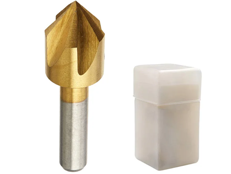 Titanium-Coated Cylindrica Shank 90 Degree 5 Flute HSS Countersink Drill Bit  for Metal Deburring