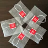 6.5*8cm High Quality nylon tea bag with red string tag empty nylon tea bag with strings
