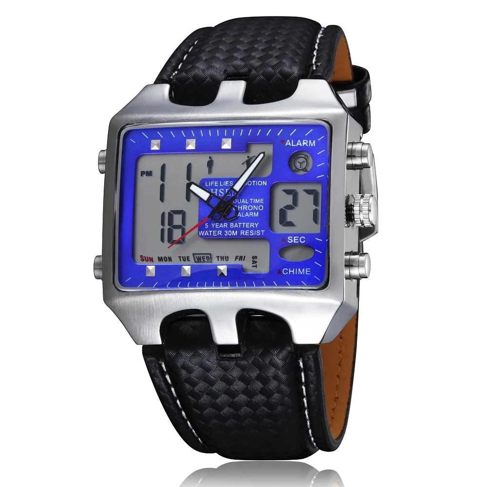 

OHSEN AD0930 Leather Strap Waterproof Digital Quartz Sport Watch Branded Watch for Man, 4 styles to choose