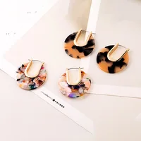 

ed02049d Handmade New Material Acrylic Simple Jewelry Wholesale Fashion Colorful Tortoiseshell Hoop Huggie Earrings
