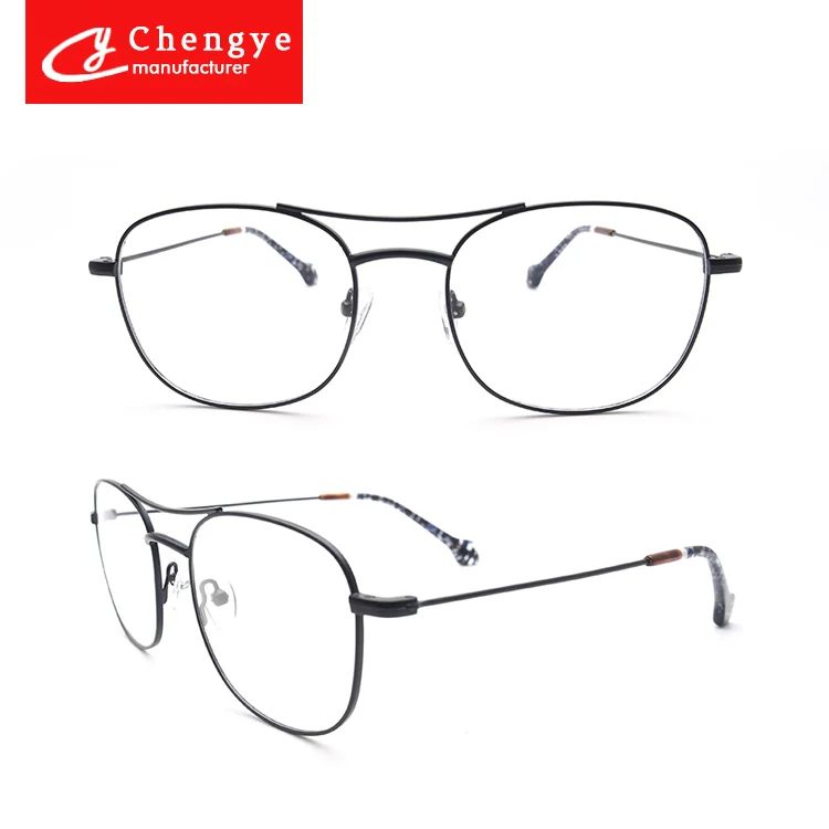 

OEM customized logo fashion double bridge round shape luxury spectacle eye glasses metal optical frame