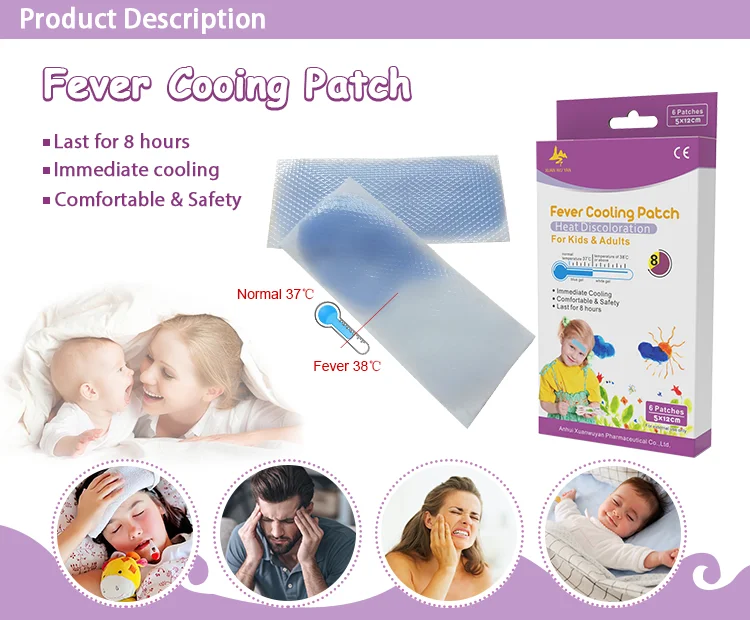 New Heat Discoloration Fever Reduce Plaster Cooling Gel Patch For Body