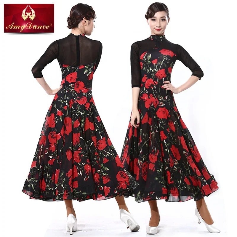 
Ladies long back and red floral qipao cheongsam dress made in china 