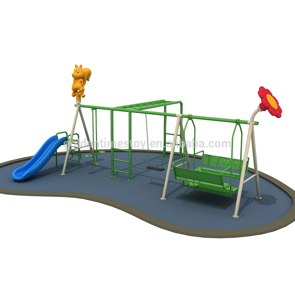 

New design children outdoor playground plastic kids swing set equipment with slide