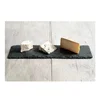 Widely used dinner slate plate eco-friendly material black rough edge square plate