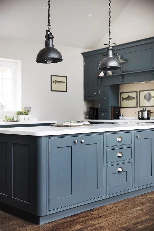 Custom Manufactory White Blue Kitchen Cabinet Design For Sale