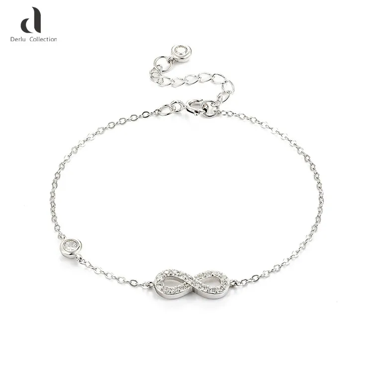 

2018 new arrival custom adjustable cz stone 8-shape 925 sterling silver bracelet, N/a