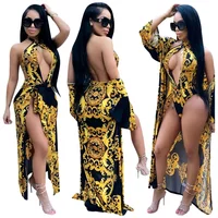 

2019 African sexy style women cloak printed bikini suits cool summer beach women swimsuits