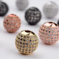 

4 Colors Available 10mm Round Ball Crystal Metal Beads Micro Pave CZ Round Ball Spacer Beads For Jewelry Accessoris