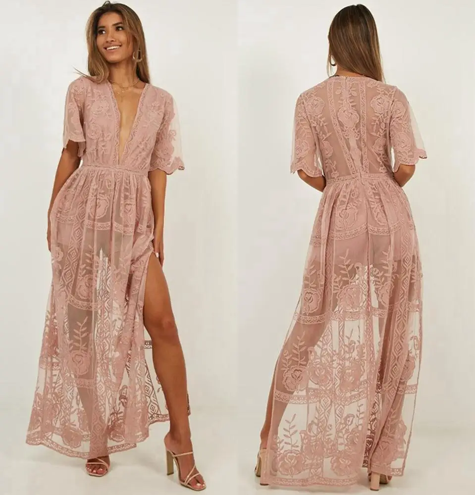 

Customize design summer wholesale women sexy lace long dress