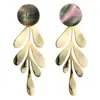 Gold Statement Leaf Dangle Earrings Teardrop Shell Earrings for Women 2019