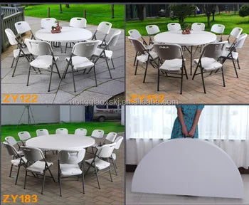 4ft 5ft 6ft Plastic Fold In Half Round Dinning Table Banquet Round