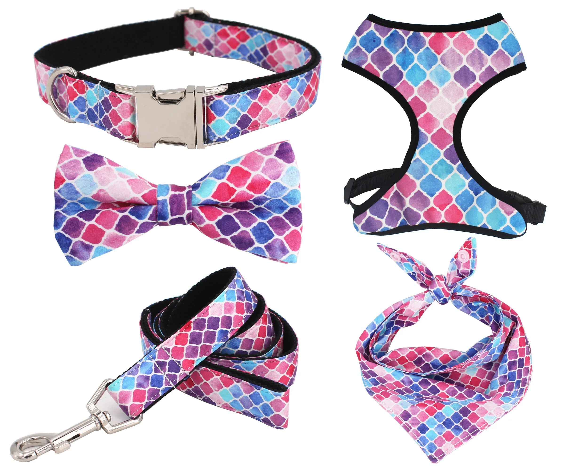 

Top Seller Custom Design 2 in 1 Reversible Dog Harness Neoprene Fabric Pet Dog Harness, Pink plaid