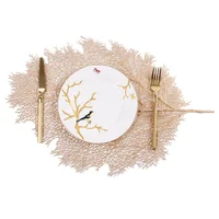 

Wholesale unusual leaf shape pvc placemat rose gold luxury
