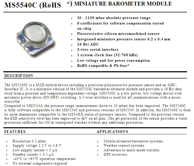 Pressure sensor MS5540CM