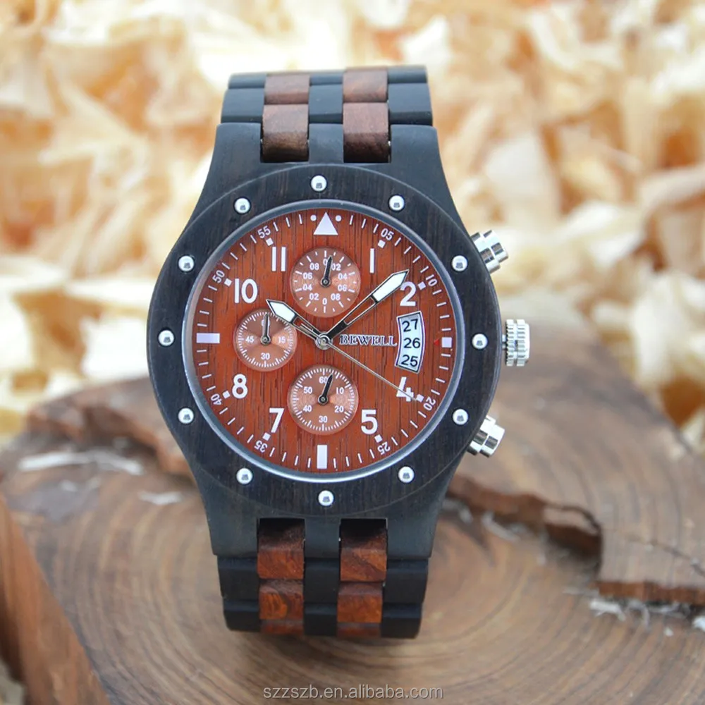 

Men Wood BEWELL Vintage Men's Luxury Brand Watches Quartz Wooden Watch