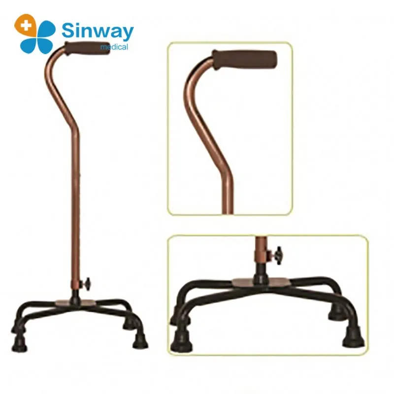 Adjustable Cane With 4 Legs Tripod Cane With Small Base And Four Feet