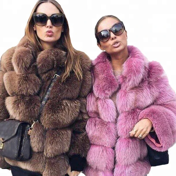 

Guangzhou Fashion Faux Fur jacket mutil-colors fat female S-XXXXL overcoat medium length fox skin fur winter coat for women 2018