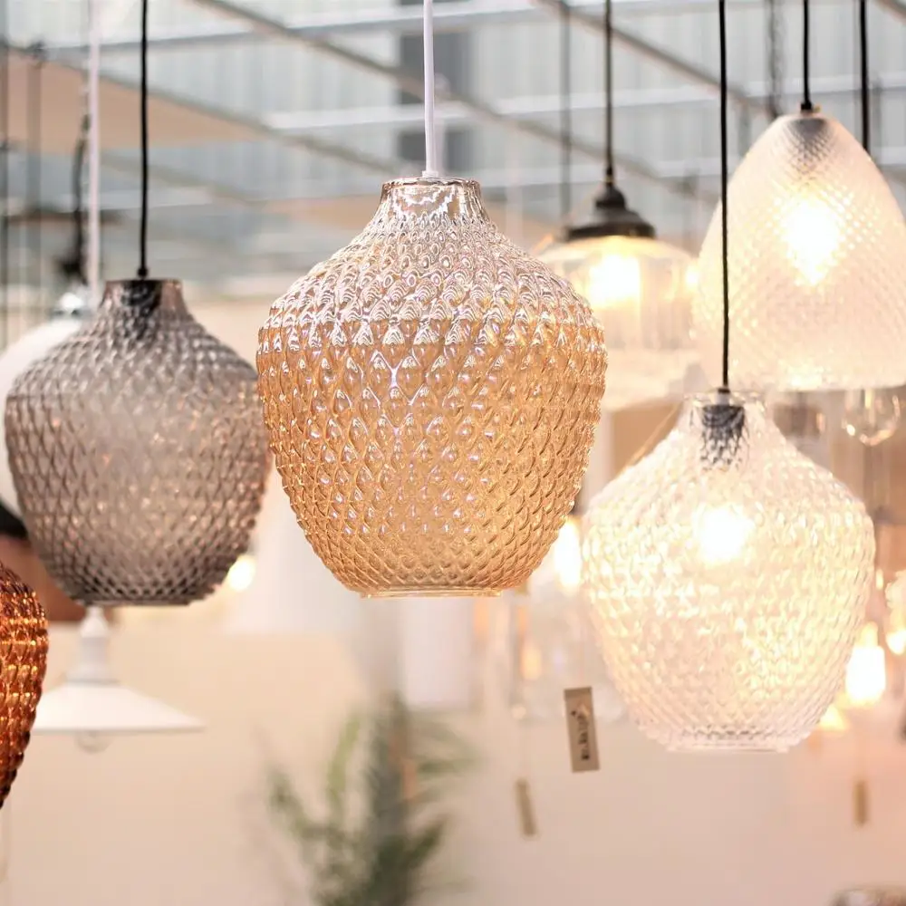 

Willow Modern Glass Pendant light Rust Amber Smoke Grey or Clear Glass lamp