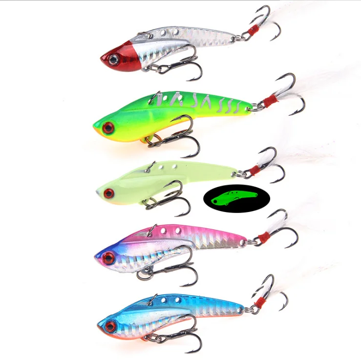 

JETSHARK 13g18g 25g 30g Ice Metal Fishing Lure Artificial Luminous Vib Lures For Winter Fishing Vibration fishing bait, 5 colors