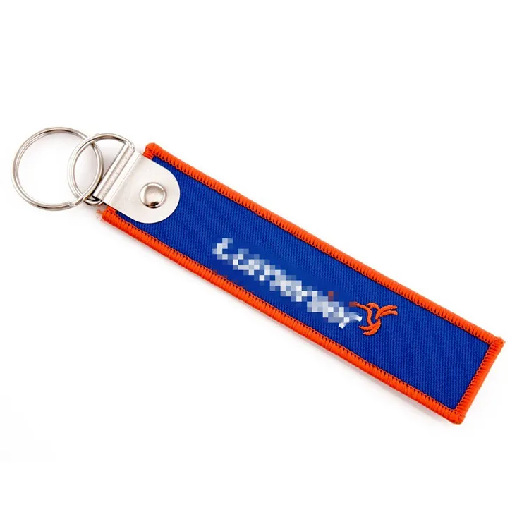 
New design low MOQ custom logo Embroidered keychain keyring 