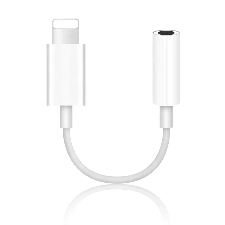 

3.5Mm Audio Jack Converter Data Adapter For Iphone 7 8 Plus X Short Usb Cable 4.6 Cm, White