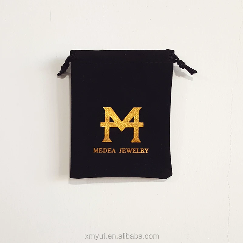 Jewelry & Watch & Eyewear Recyclable Screen Printing,hot Stamping Velvet Bag Drawstring Gift Bag Jewellery Pouch with logo