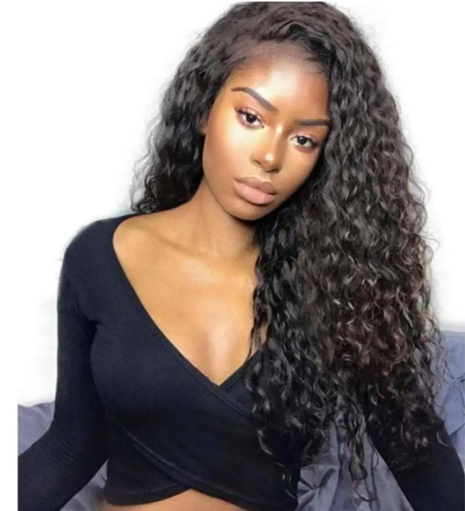 

Virgin Brazilian wig lace front human hair deep wave curly 360 lace frontal wig closure with baby hair for black women