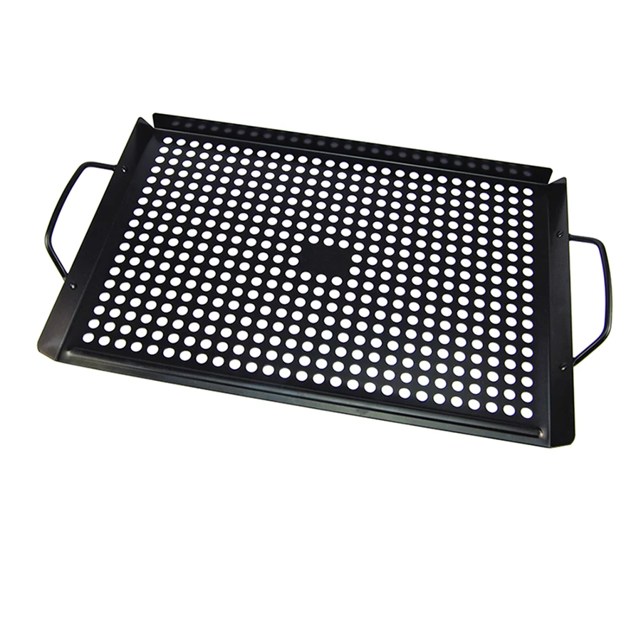 Folding Nonstick Coating Bbq Grilling Pan With Holes Skillet Roasting