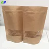 Stand Up Pouch full window plain zipper kraft paper bag for matcha tea packaging