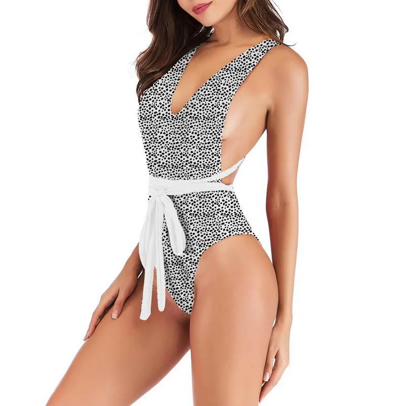 

2019 Amazon Custom Sexy Leopard Print Halter Women One Piece Swimsuit