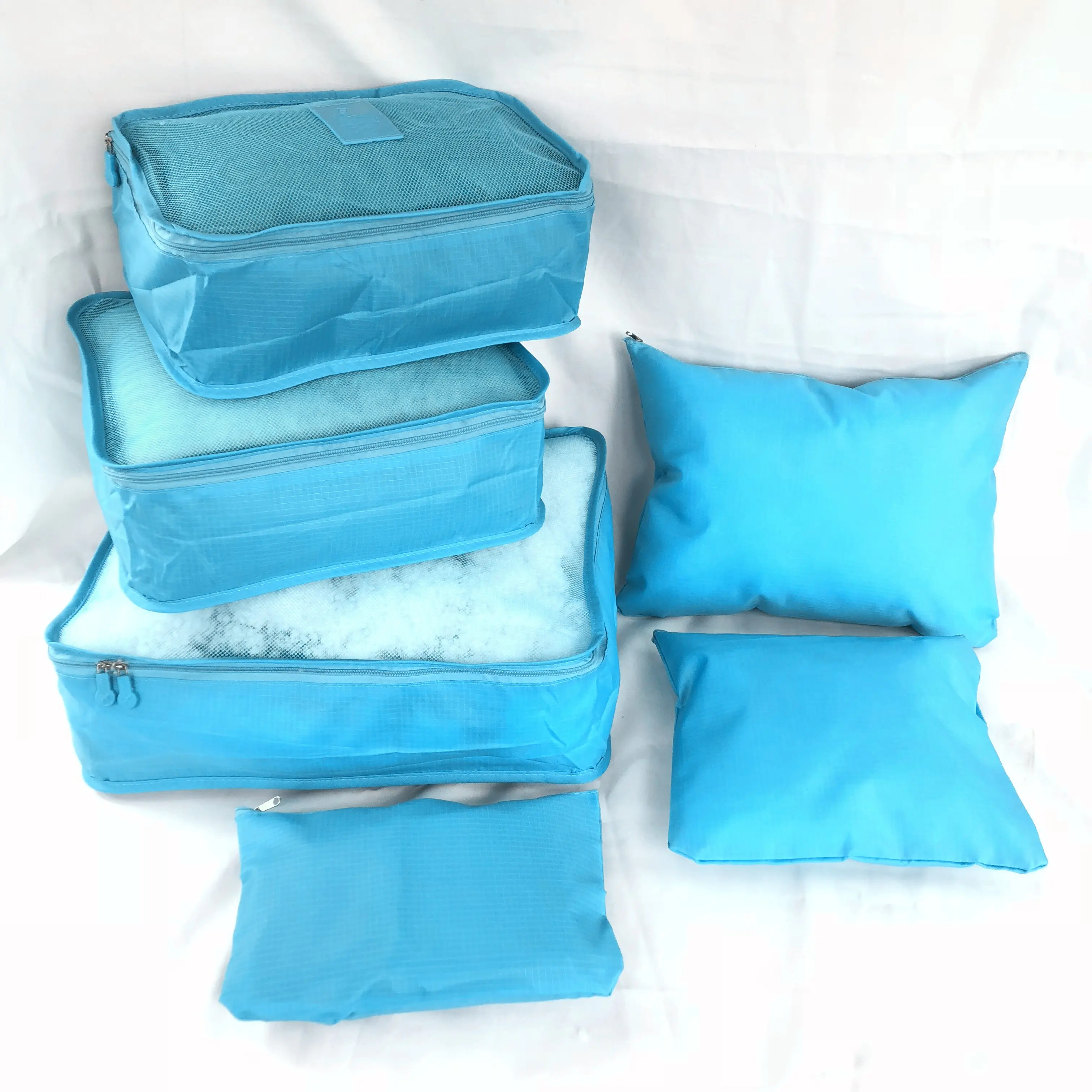 

Wholesale Mesh Waterproof Travel Organizer 6 Pcs Packing Cubes, Blue, or custom