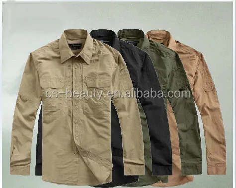 

4 Colors Custom Men Tactical Military Shirt Quick dry Combat t shirts Long Sleeves In Stock With Low Price, Black, green, khaki, brown