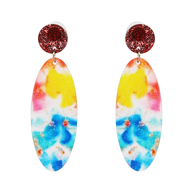 

Hot sell beautiful colorful resin material dangle acrylic earrings for women EA0160, As the piture