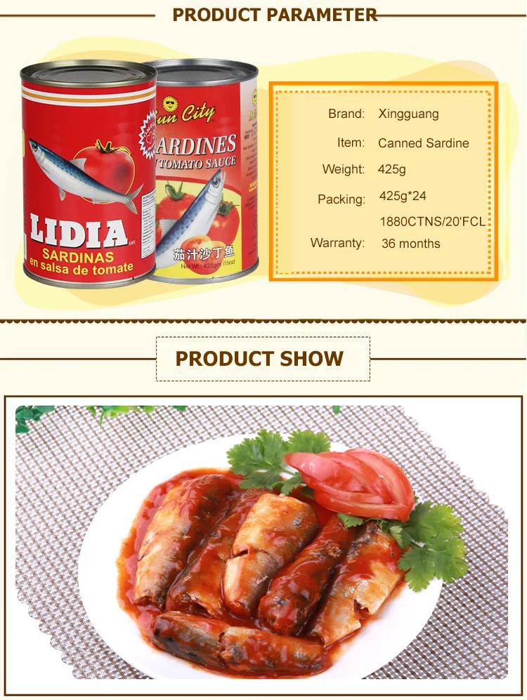 Products of fish canning industry, canned sardine in tomato sauce 155g 425g/New season canned sardines in vegetable oil 155g