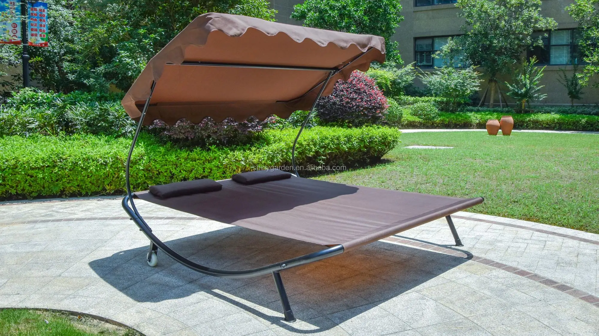 Double Size Outdoor Sun Bed Lounger With Canopy Buy Sun Bed,Sun