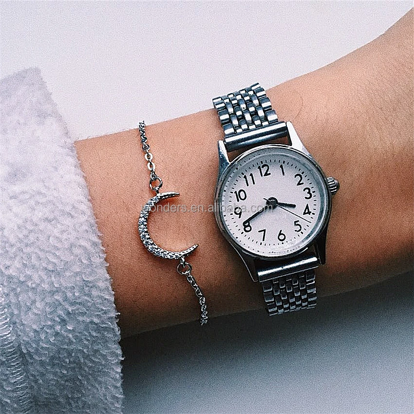 

Bridal Bracelets AAA CZ Silver Waning Moon Bracelet Bangle