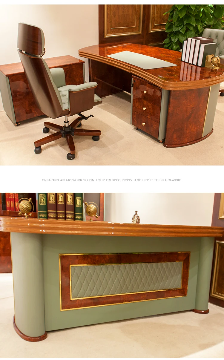 Italian Style Luxury Classic Pu Leather Decoration Mdf Glossy Office