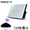 3 Gang glass touch panel WIFI module mobile phone controlled Touch Wall switch