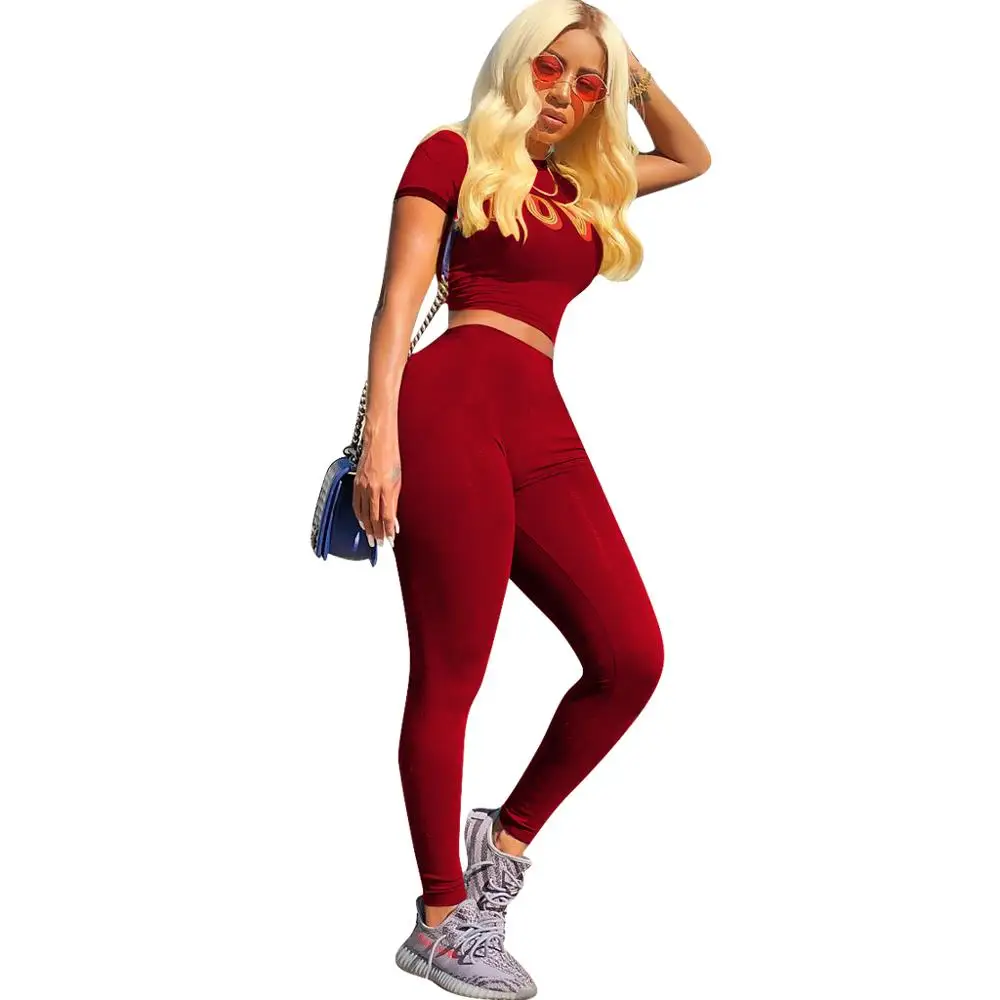 

FM-3393 Wholesale women clothing two-piece leisure suit lady leggings sexy fantastic sportswear, As picture