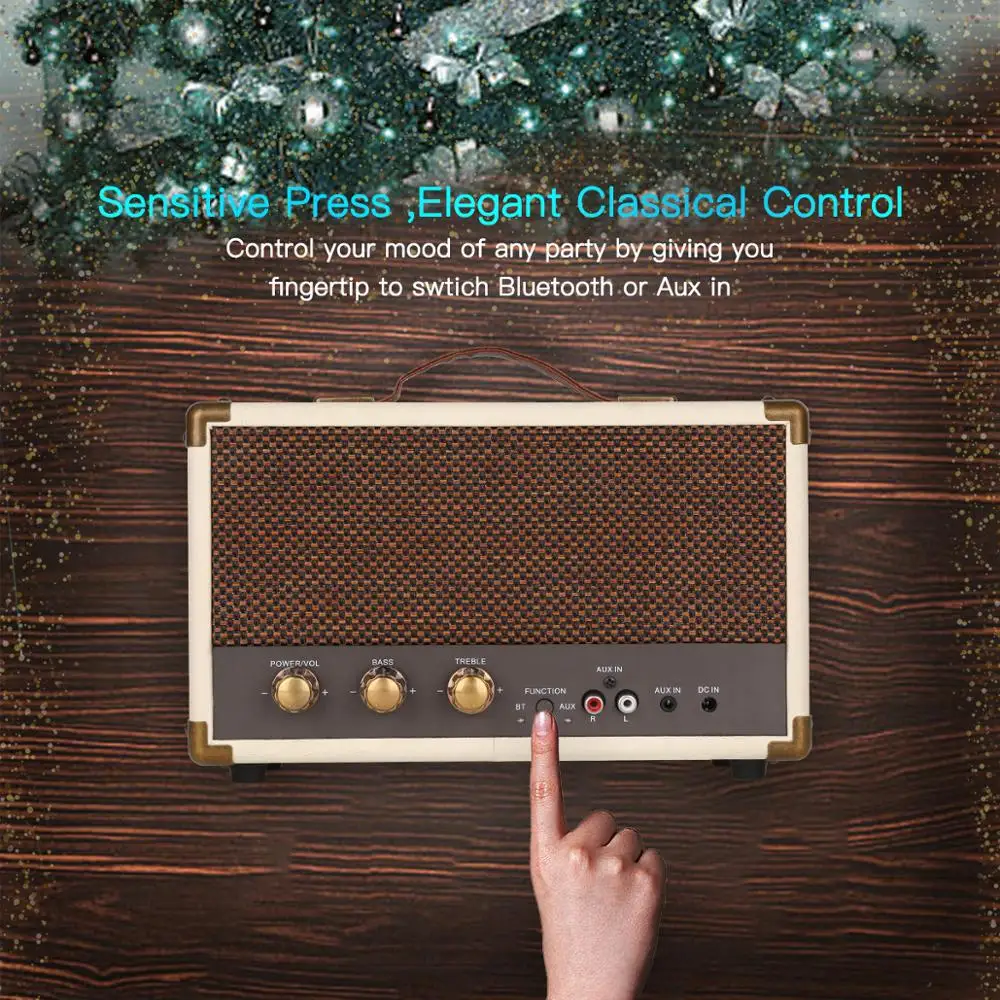 
Wireless BT V5.0 Portable Stereo Suitcase Retro Speaker with HD Sound and Bass Aux in Tremble Portable Wireless Speaker 
