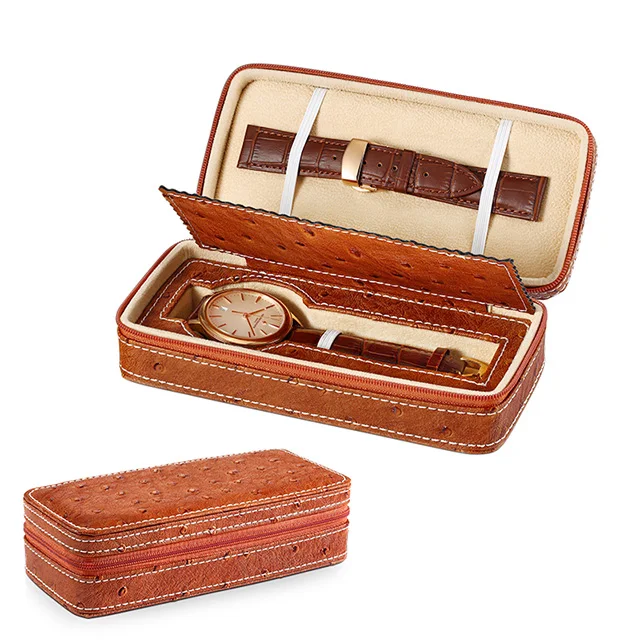 

wholesale luxury hot leather watch travel case plastic storage watch gift box for watches, Black, brown