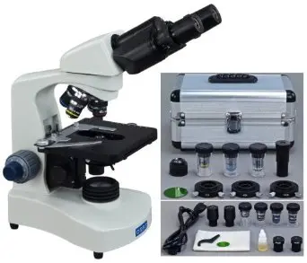 OMAX 40X-2000X LED Trinocular Compound Microscope with Reversed Nosepiece and 30 Degree Siedentopf Viewing Head