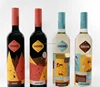 Red wine glass bottle label colored heat pof shrink wrap film wrap