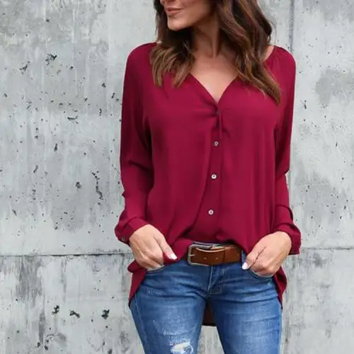 

England Style fashion latest design v neck plus size cotton long sleeve women shirt blouse 244746, N/a