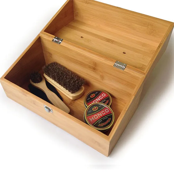 
Bamboo Hand-Crafted Shoe Shine Kit Shoe polish storage box 