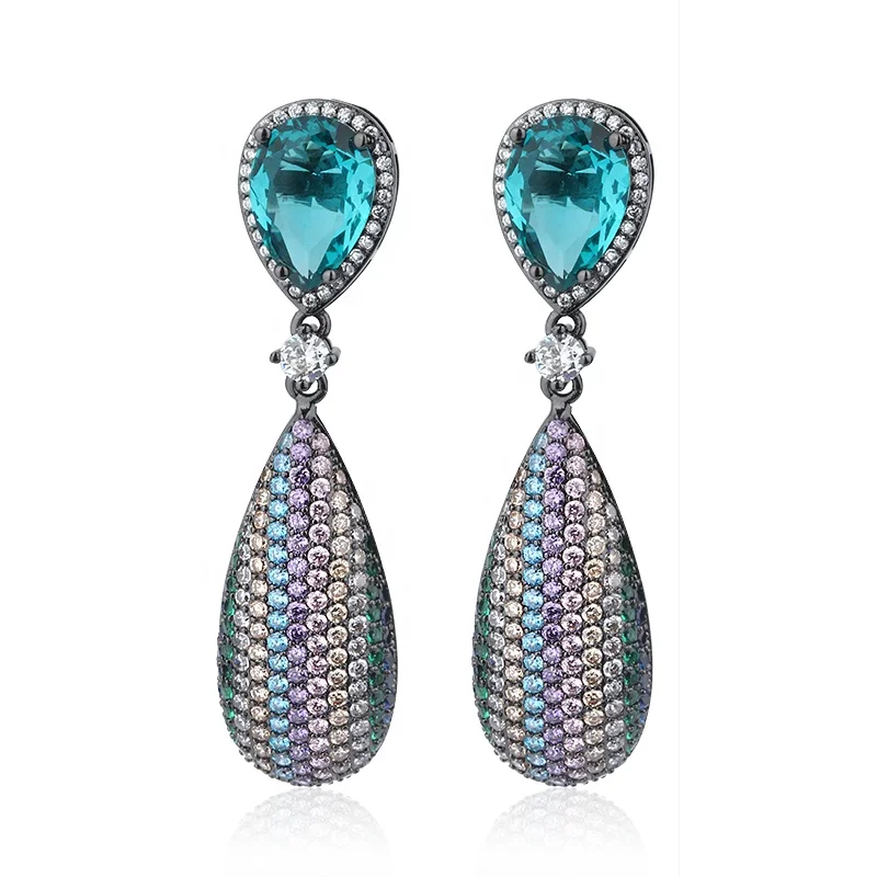 plated jewelry wholesale simple designers fashionable Pendant green onyx earring